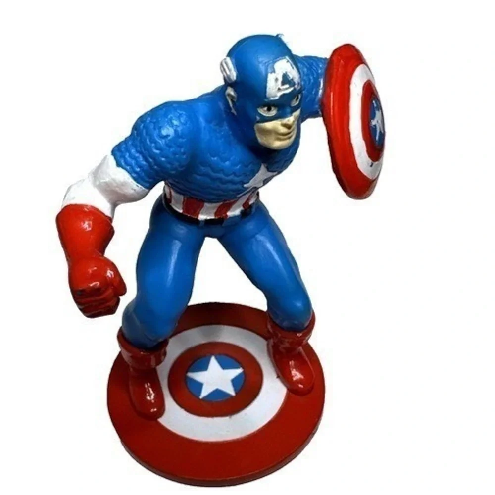 4 inches 1991 Marvel Captain America Action Figure Toy Statue‎ With Shield